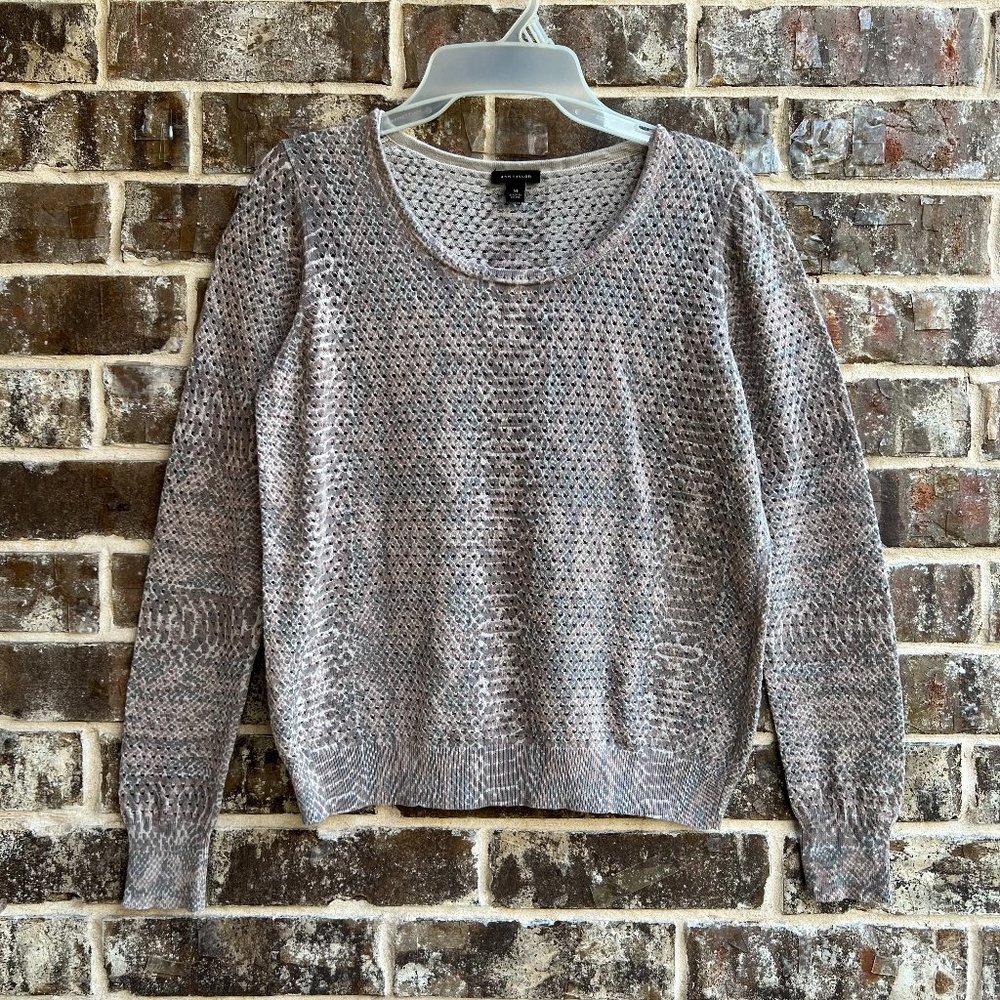 Ann Taylor Women's Long Sleeves Knit Top Pullover Tan Gray Blend Size M